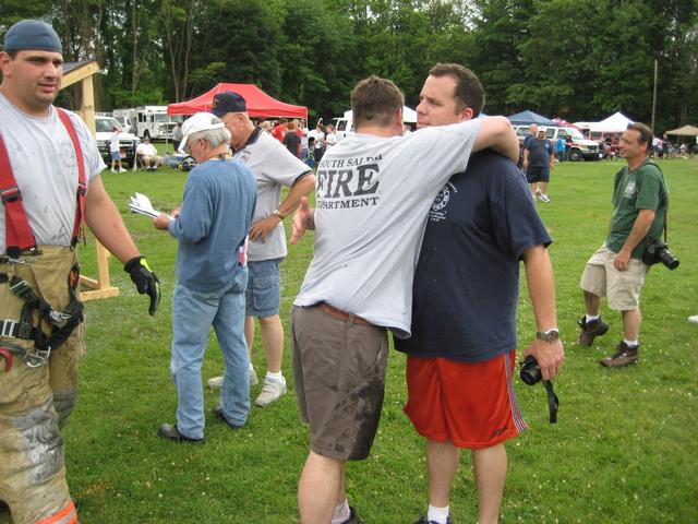 BHFD Chief McGill gets a wet hug